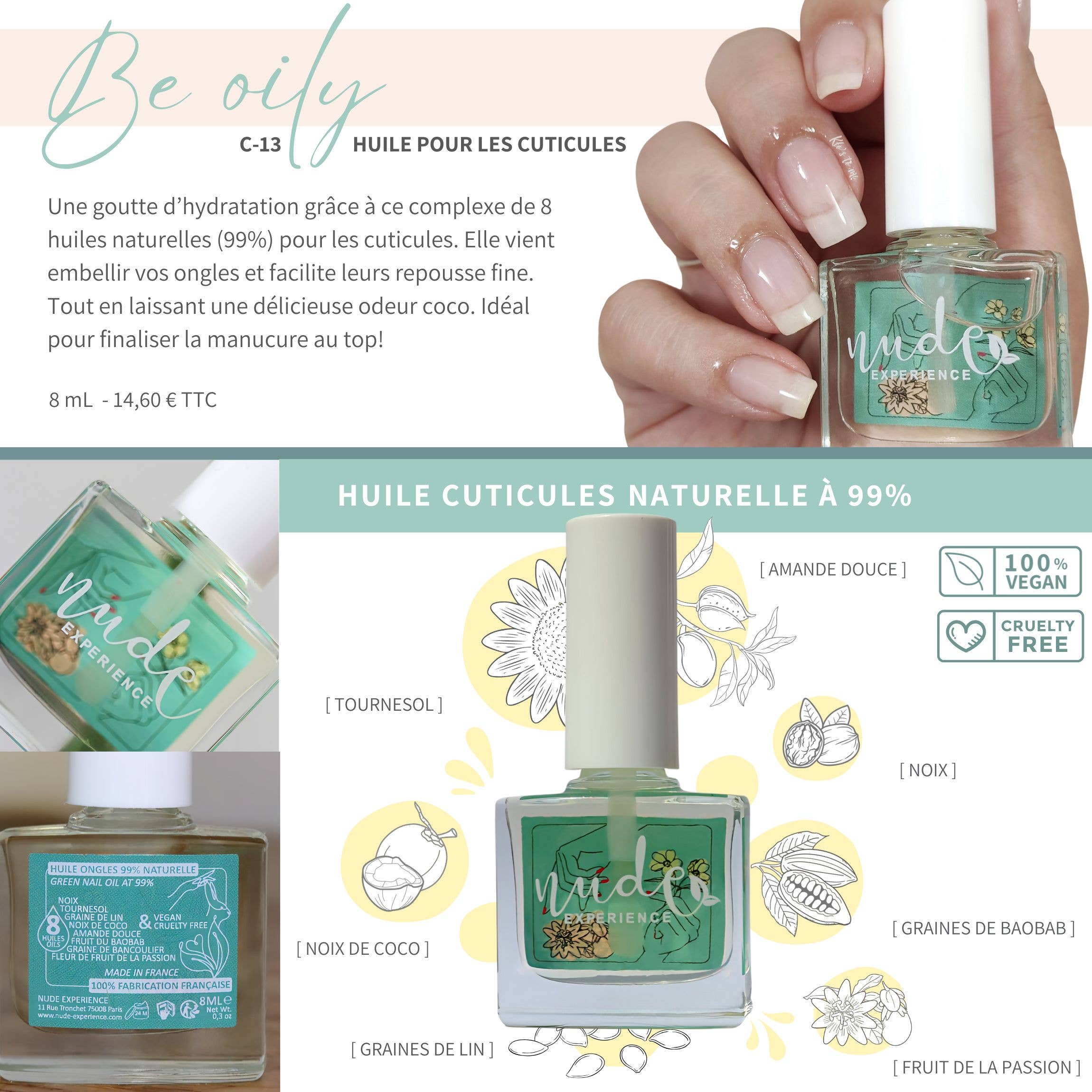 Nude Experience – Natürliches Nagelhautöl mit 8-Öl-Komplex & Kokosduft